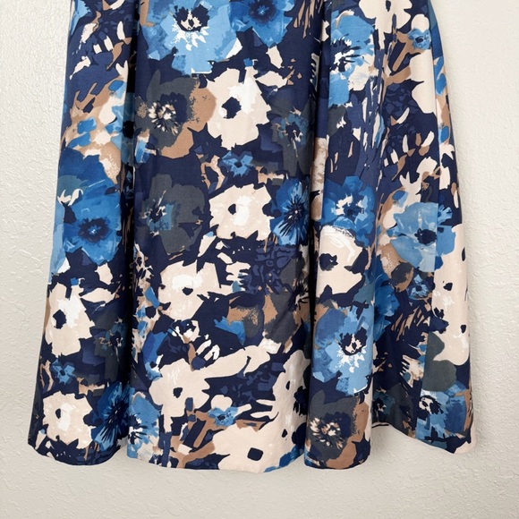 Kate Spade blue Autumn floral scoop neck fit and flare sleeveless dress 6 - Picture 5 of 10